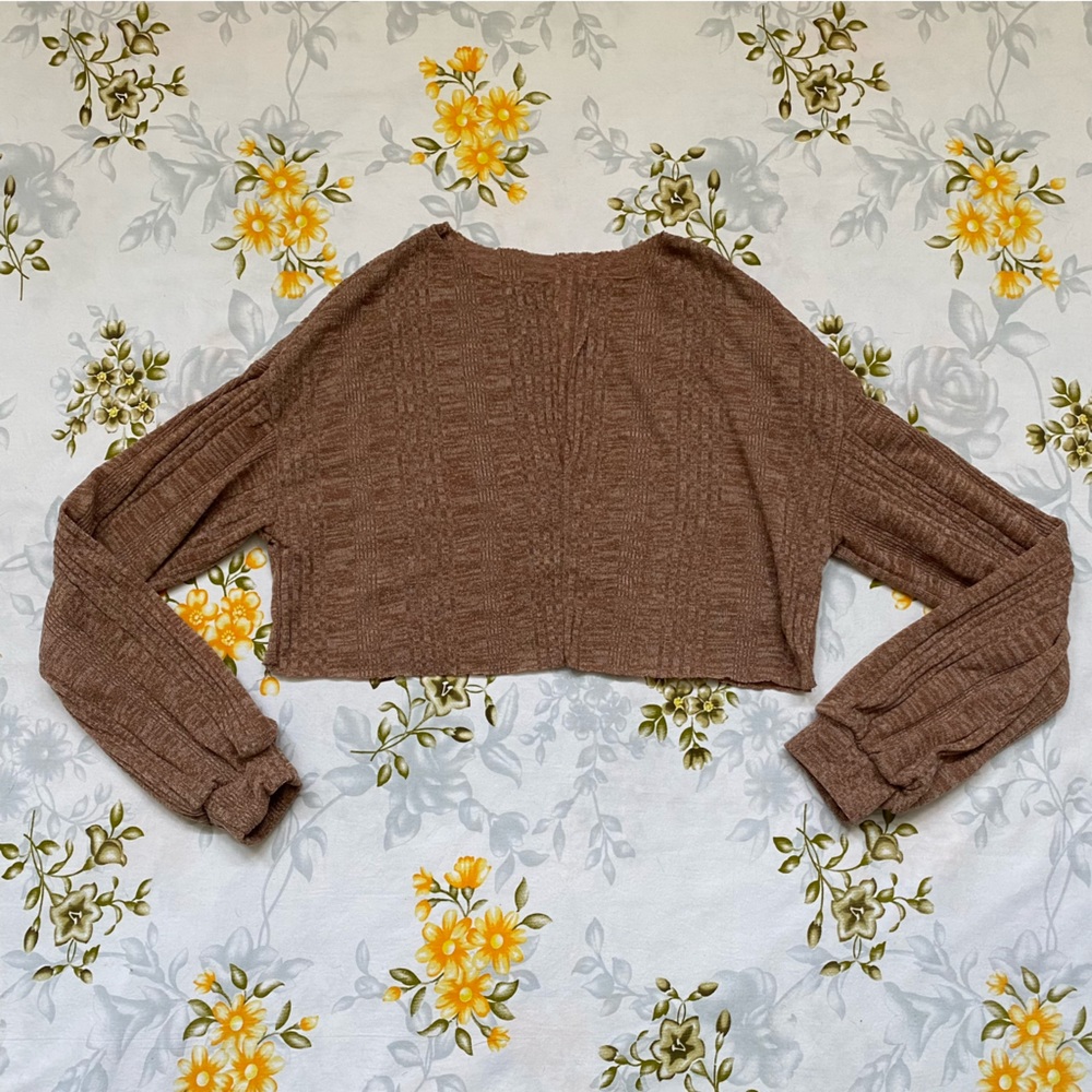 Shein Size S Brown Cropped Long Sleeve